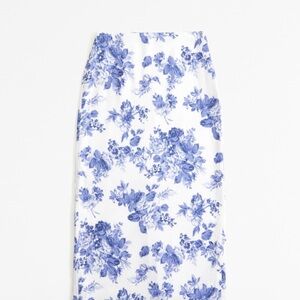 Linen- blend Column floral maxi skirt